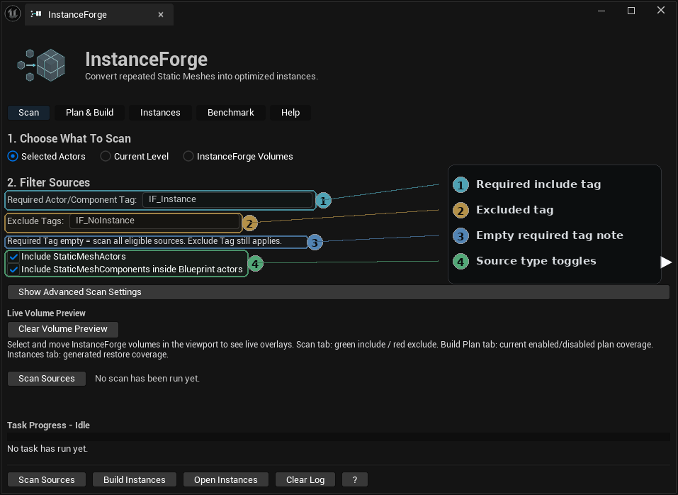 Scan filters and source options