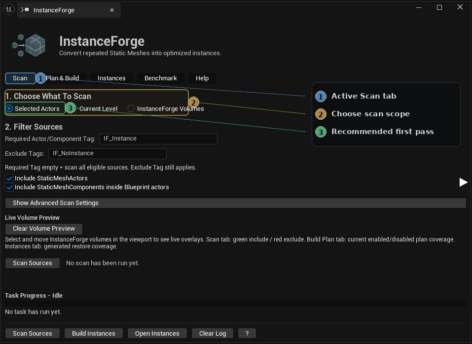 Scan scope selection